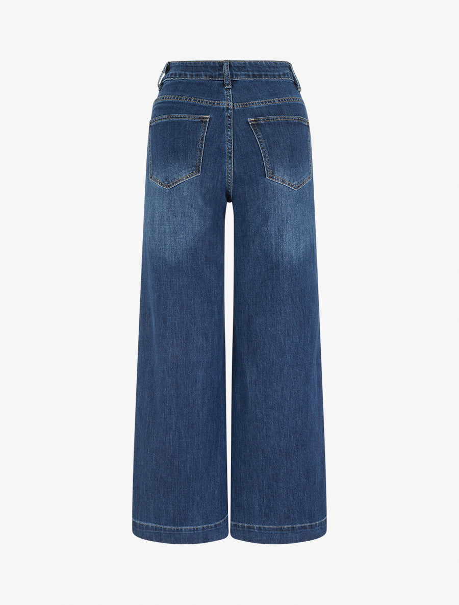 Jean à 4 poches coupe wide leg - Bleu denim - 2