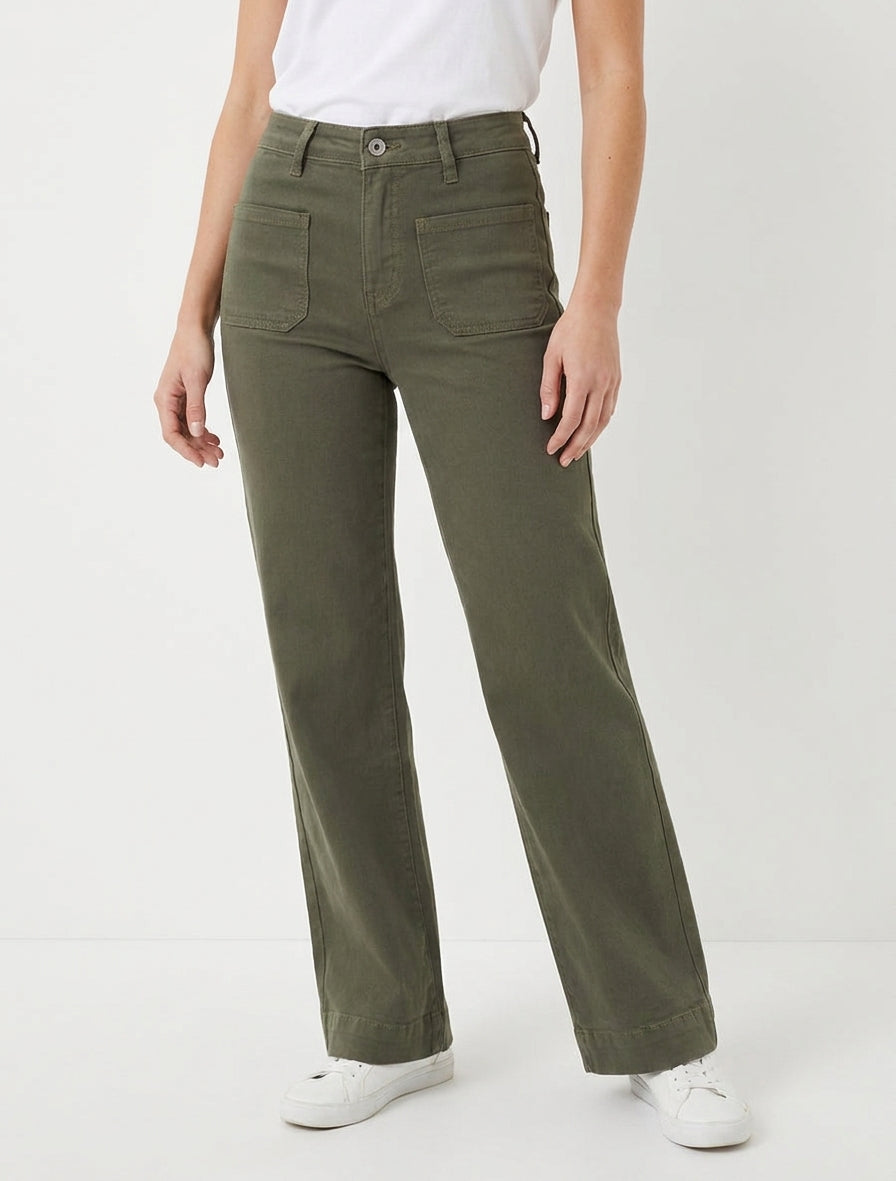 Jean con 4 tasche taglio wide leg - Cachi