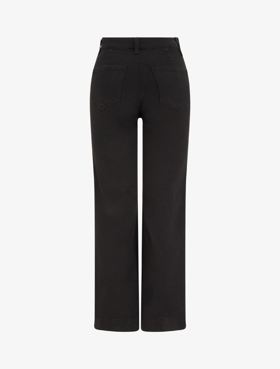 Jean uni à 4 poches coupe wide leg - Noir - 2