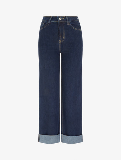 Jean à revers coupe wide leg - Bleu brut - 1