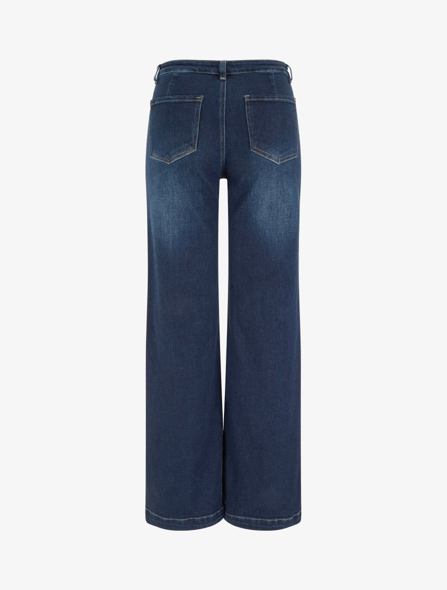 Jean délavé coupe wide leg - Bleu brut - 2
