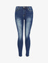 Jean skinny taille haute délavé et griffé - Bleu denim - 4