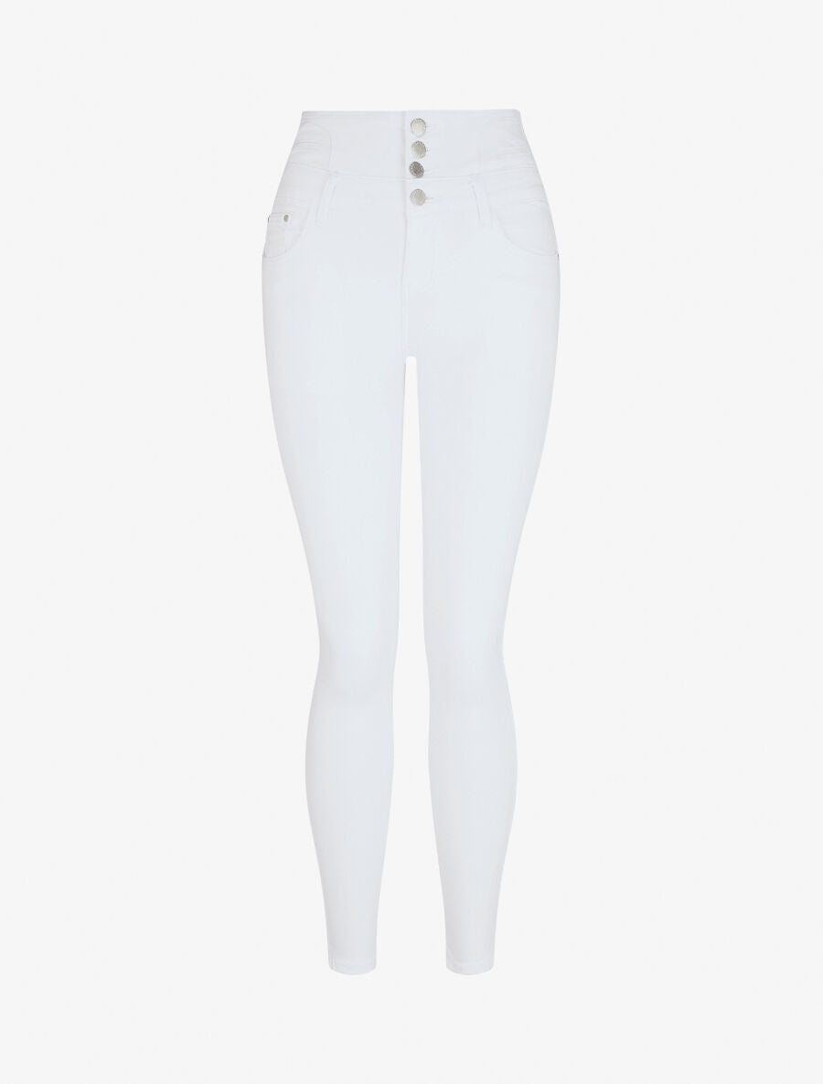 Jean taille haute coupe skinny - Blanc - 4