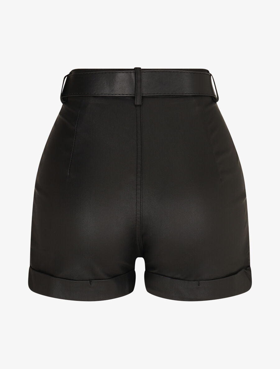 Short en simili à revers - Noir - 2