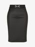 Jupe droite fendue en simili - Noir - 1
