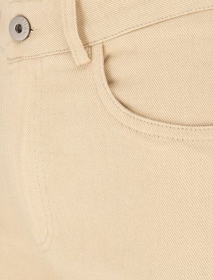 Jean wide leg taille haute coupe droite - Beige - 3