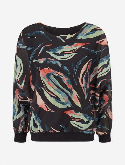 Top en voile à motifs abstraits - Noir - 1
