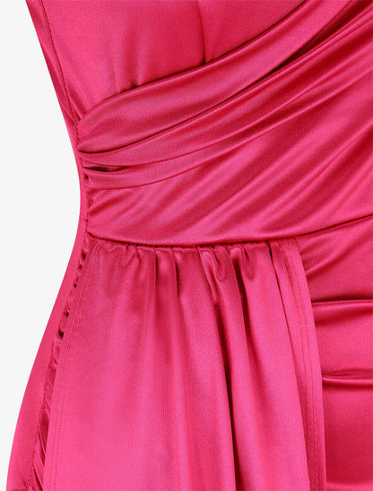 Robe longue fendue à fines bretelles - Fushia - 3