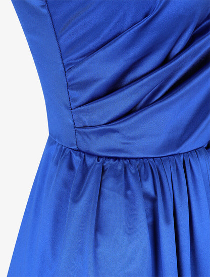 Robe longue unie fendue à une manche - Bleu roi - 3