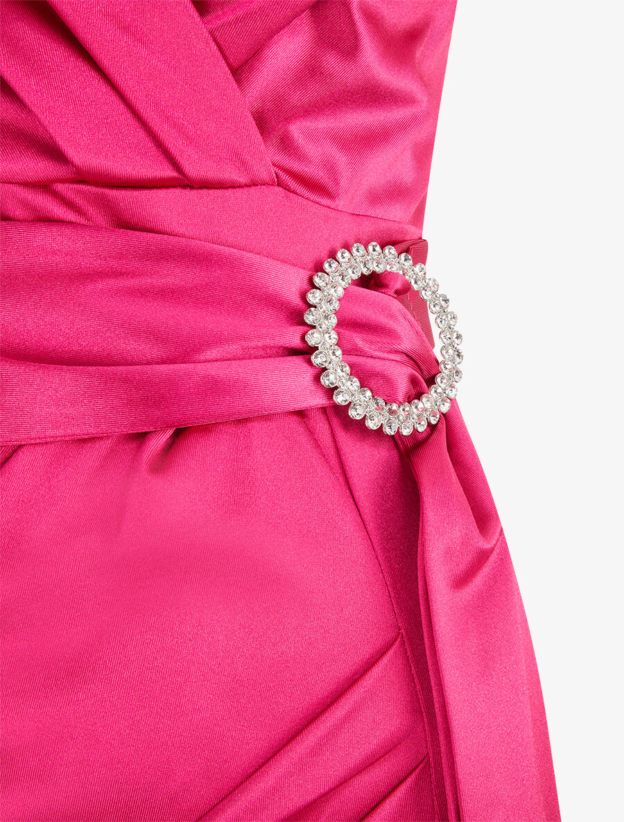 Robe de soirée à boucle en strass - Fushia - 3