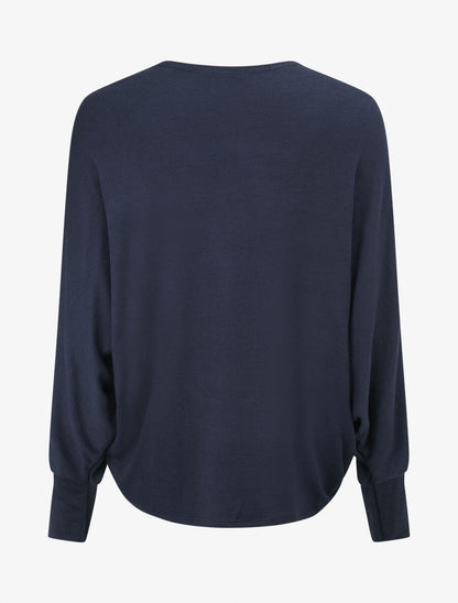 Gilet uni à manches dolman - Marine - 2
