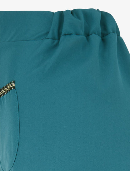 Pantalon droit à poches brodées - Bleu lagon - 3