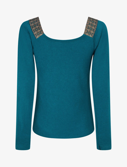 Top à col carré imprimé irisé - Bleu lagon - 2