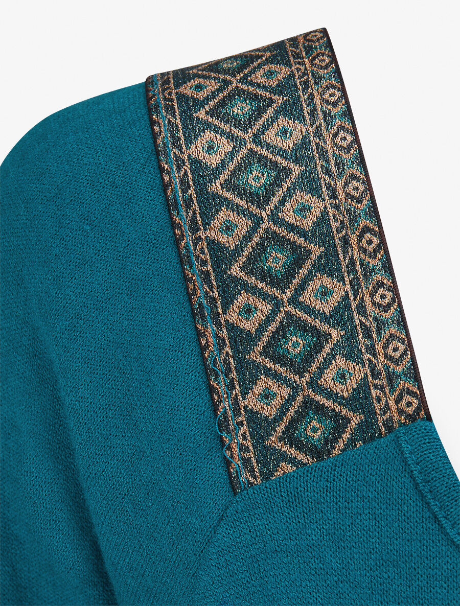 Top à col carré imprimé irisé - Bleu lagon - 3