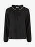Blouse fluide unie à détail irisé - Noir - 4