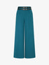 Pantalon wide leg à double ceintures - Bleu lagon - 1