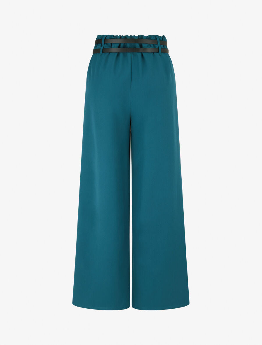 Pantalon wide leg à double ceintures - Bleu lagon - 2
