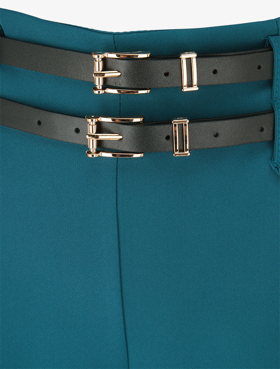 Pantalon wide leg à double ceintures - Bleu lagon - 3