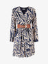Robe patineuse imprimé feuillage stylisé - Marine - 1