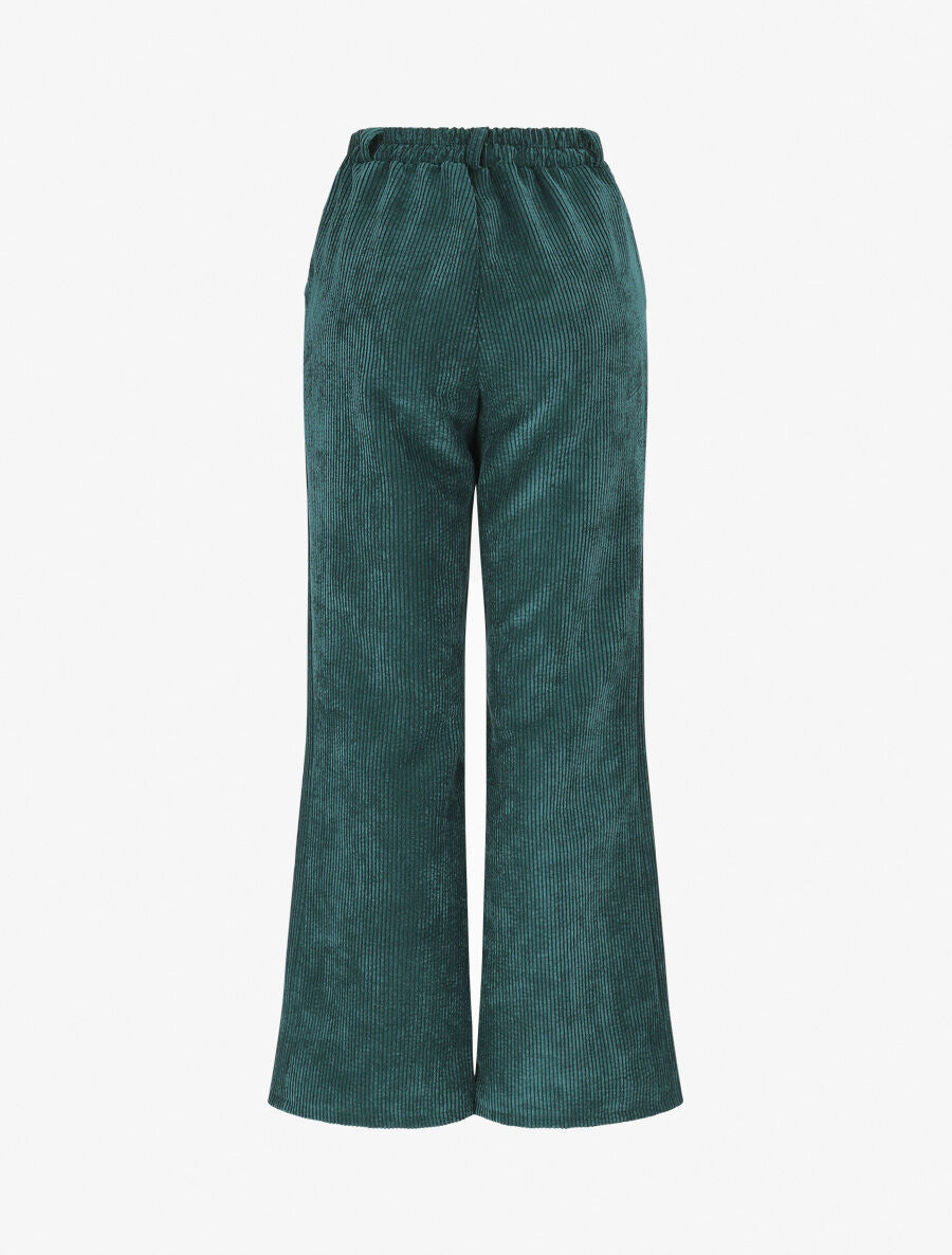 Pantalon uni en velours - Vert sapin - 2