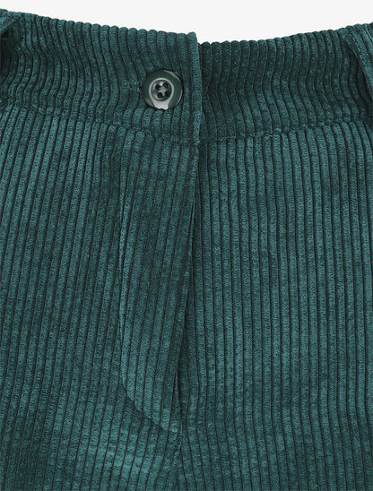 Pantalon uni en velours - Vert sapin - 3