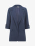 Blazer mi-long uni à manches retroussables - Marine - 5