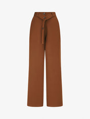 Pantalon ceinturé à taille élastiquée - Camel - 5