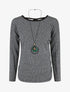 Pull fin à dos en V - Noir - 1