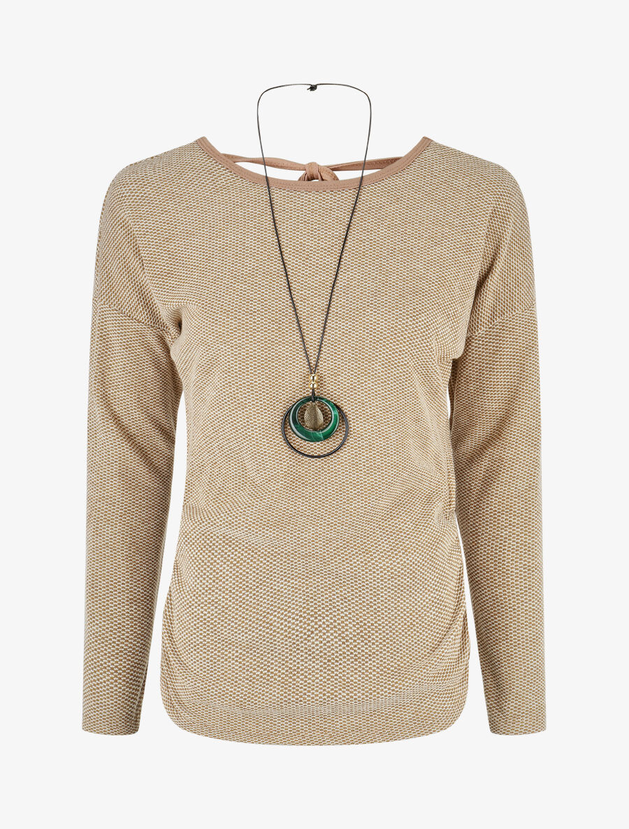 Pull fin à dos en V - Camel - 4