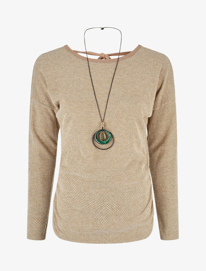 Pull fin à dos en V - Camel - 4