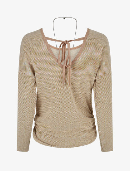 Pull fin à dos en V - Camel - 2