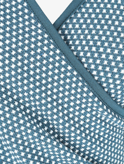 Pull imprimé fantaisie à col cache-coeur - Bleu canard - 3