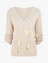 Pull fin à manches longues retroussables - Beige - 1