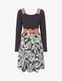 Robe bimatière à col à bandes élastiquées stylisées - Noir - 4