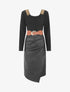 Robe bimatière effet portefeuille à col stylisé - Noir - 5