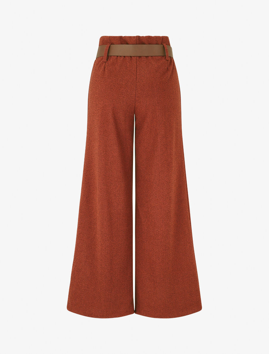 Pantalon ample en tweed - Bordeaux - 2