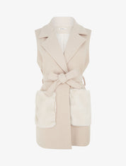 Veste à empiècement fourrure synthétique effet fausses poches - Beige - 1