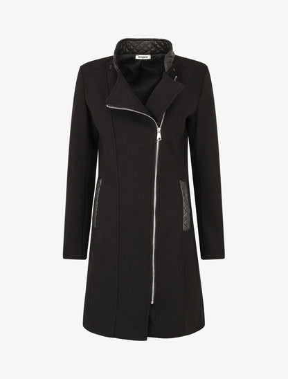 Manteau long à capuche et fourrure synthétique - Noir - 4