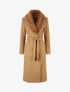 Manteau long à col en fourrure synthétique - Camel - 1