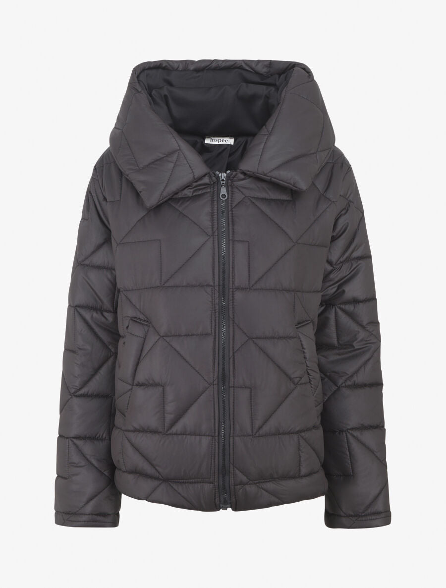 Doudoune mi-longue à col enveloppant - Noir - 4