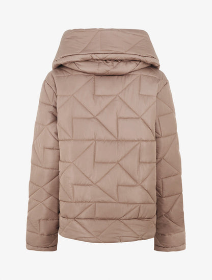 Doudoune mi-longue à col enveloppant - Taupe - 2