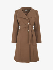 Manteau long uni à boutons marins dorés - Marron - 4