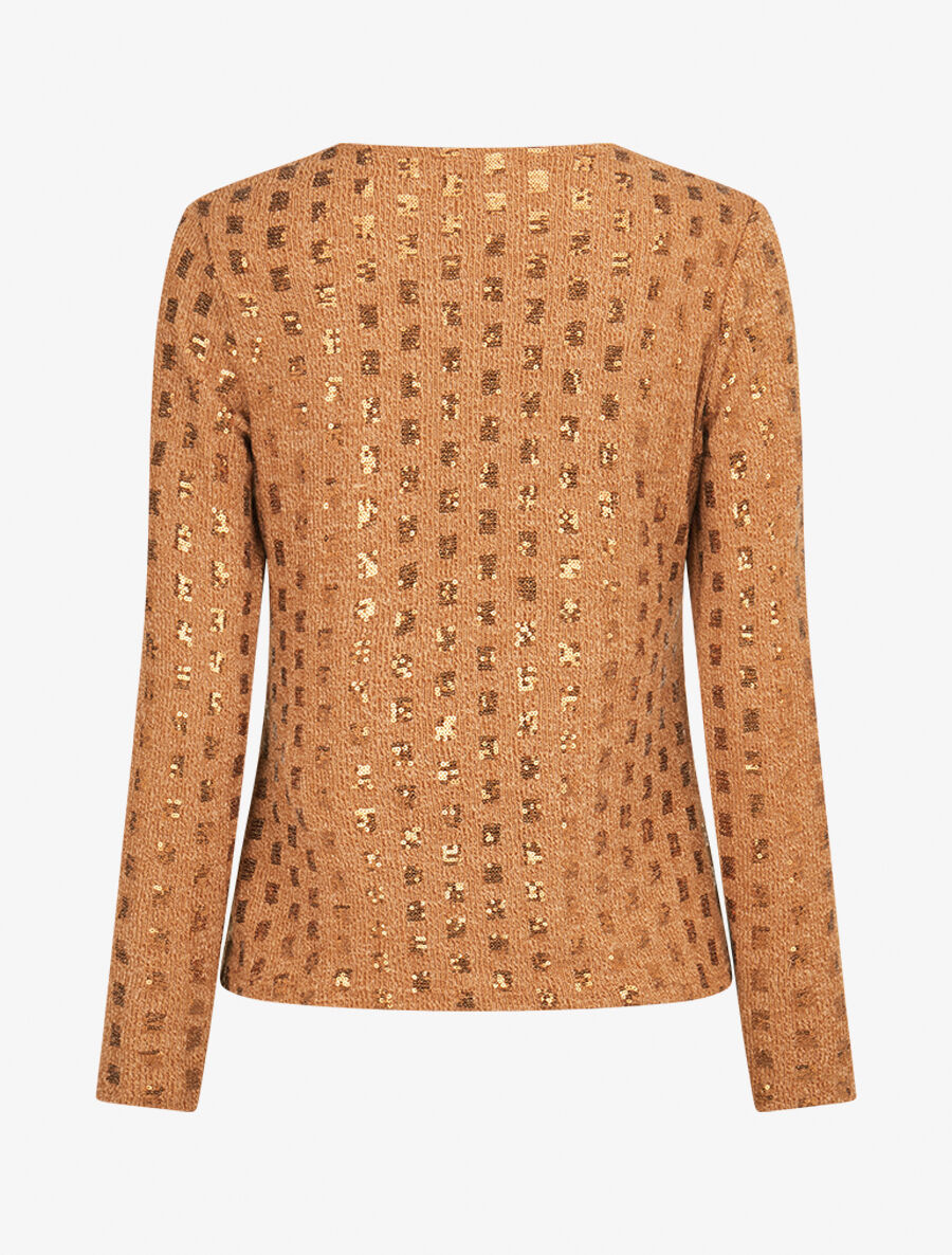 Pull fin incrusté de sequins - Camel - 2