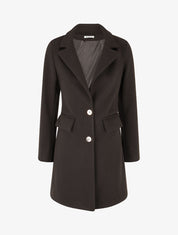Manteau texturé à boutons décoratifs dorés - Noir - 1