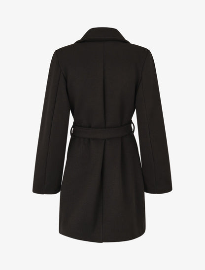 Manteau long à fermeture boutonnée dorée - Noir - 2