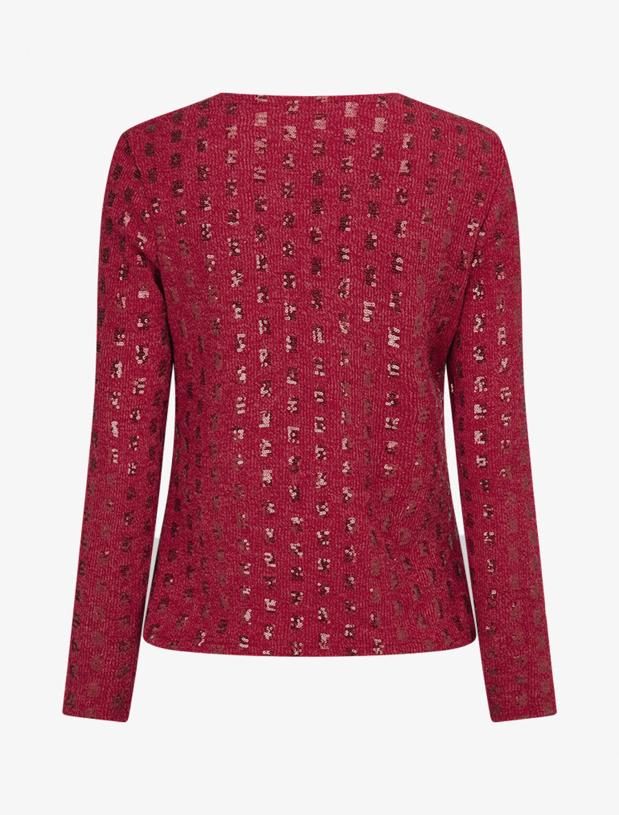 Pull fin incrusté de sequins - Lie de vin - 2
