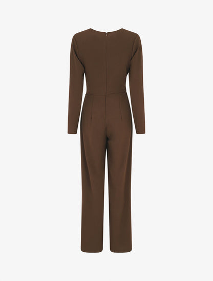 Combinaison unie à empiècement métal style coeur - Marron - 2