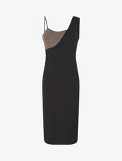 Robe longue à manches asymétrique et détail irisé - Or - 5