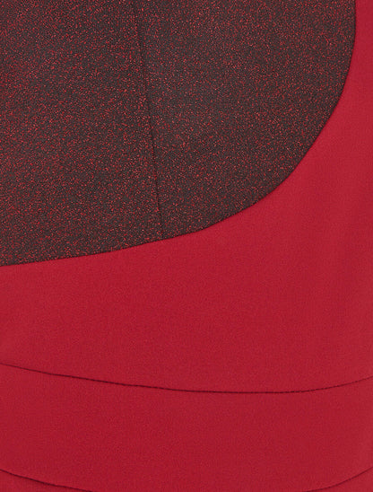 Robe longue à manches asymétrique et détail irisé - Bordeaux - 3