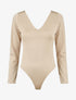 Body uni strassé à col V - Beige - 1